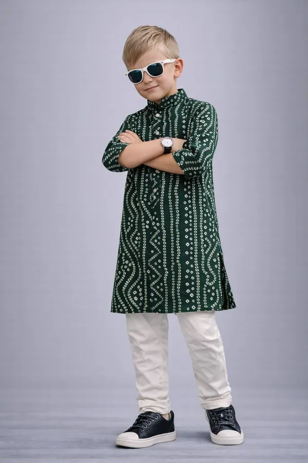 Boys_Green_Ethnic_Kurta_Set_With_White_Pants