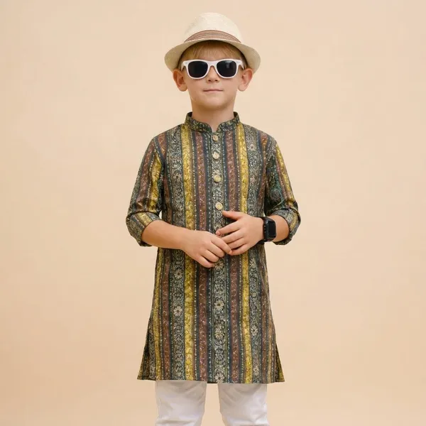 Boys_Multicolor_Striped_Kurta_With_White_Pajama_Set