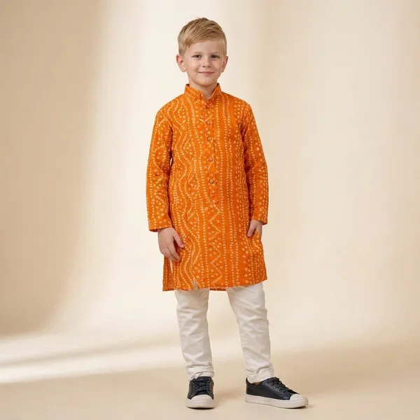 Boys_Orange_Printed_Kurta_Pajama_Set