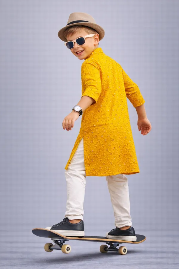 Boys_Yellow_Ethnic_Kurta_For_Kids_Traditional_Indian_Wear