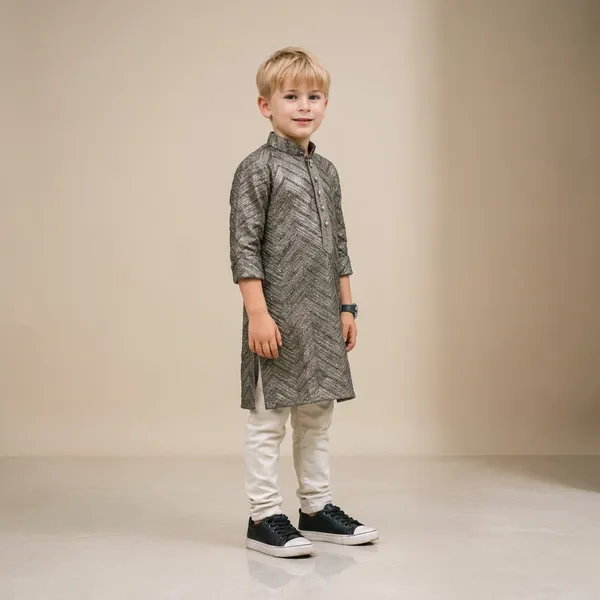 Grey_Ethnic_Kurta_Set_For_Boys_Traditional_Festive_Wear_With_Pajama