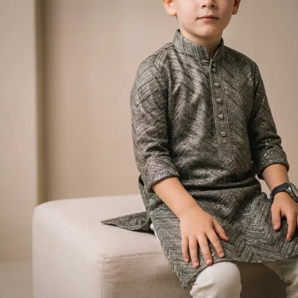 Grey_Ethnic_Kurta_Set_For_Boys_Traditional_Festive_Wear_With_Pajama