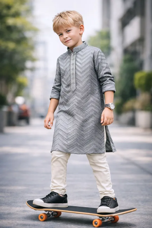 Grey_Chevron_Pattern_Boys_Kurta_Pajama_Set