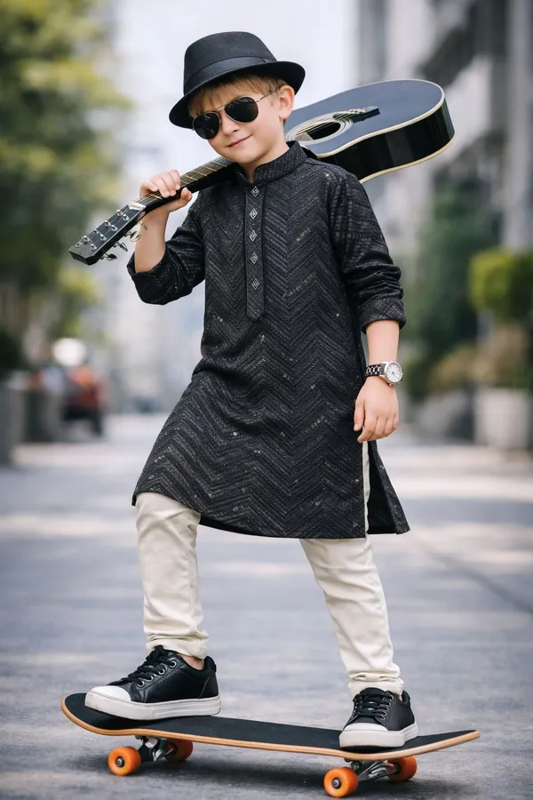 Stylish_Black_Kurta_Set_For_Boys_With_Ethnic_Charm