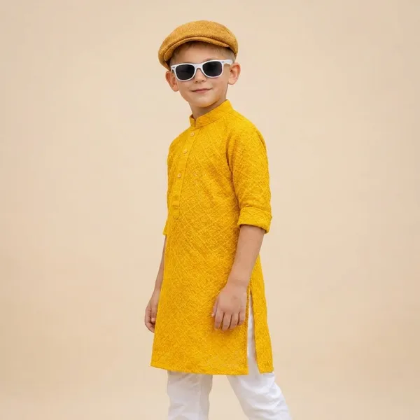 Boys_Yellow_Kurta_With_White_Pajama_Set