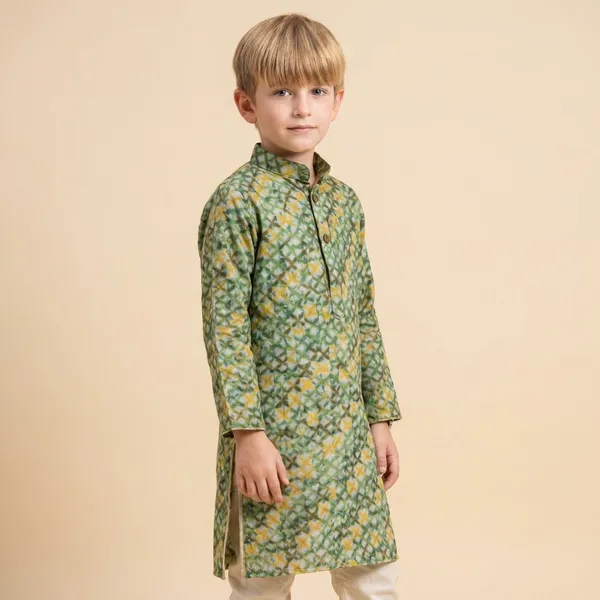 Boys_Green_Printed_Kurta_Set_Festive_Ethnic_Wear