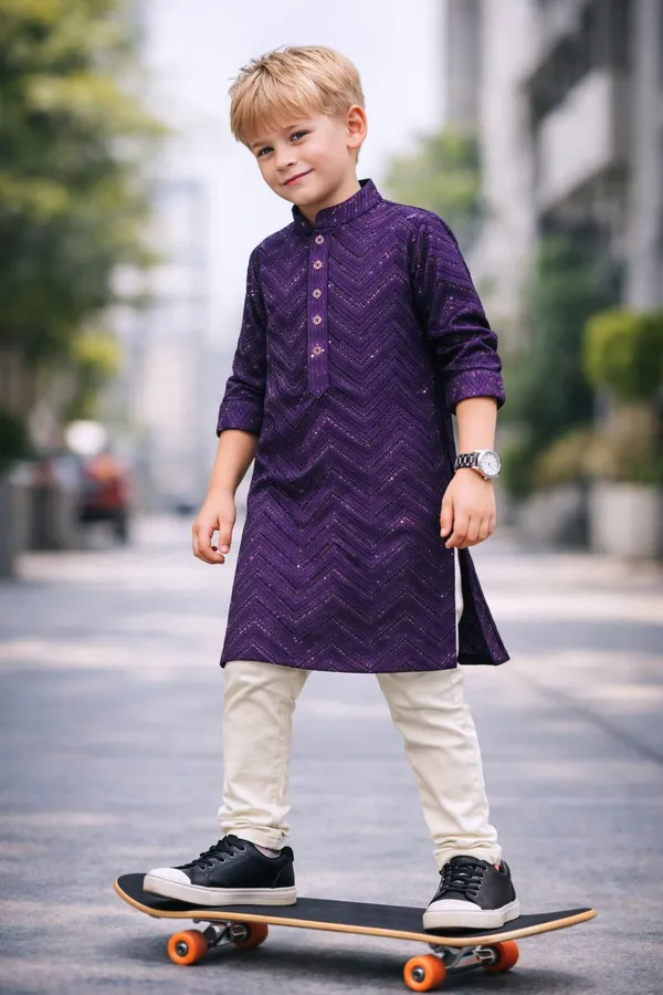 Boys_Purple_Sequin_Embellished_Kurta_Pajama_Set