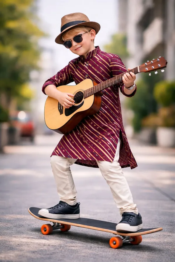 Stylish_Kids_Ethnic_Kurta_With_Striped_Pattern_Traditional_Indian_Wear_For_Boys