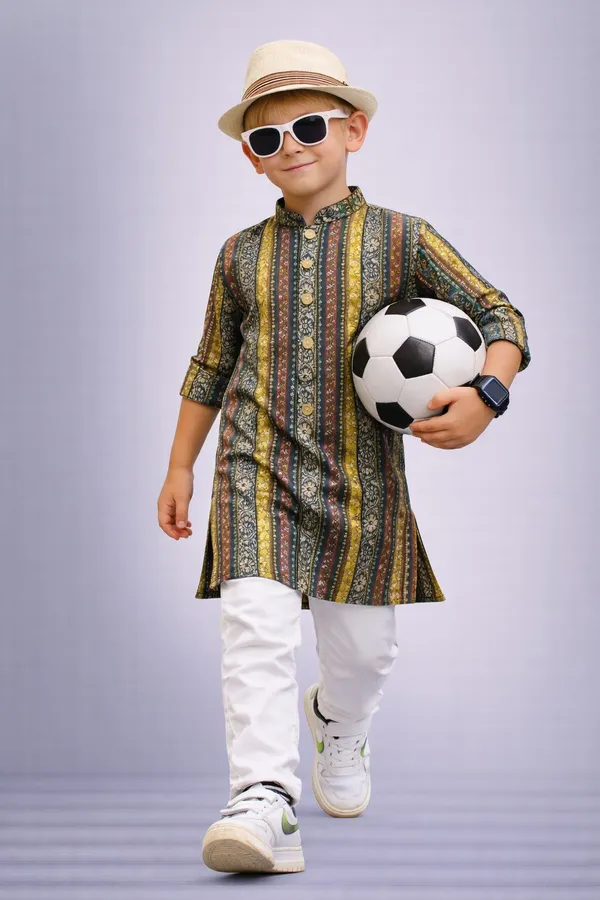 Boys_Multicolor_Striped_Kurta_With_White_Pajama_Set