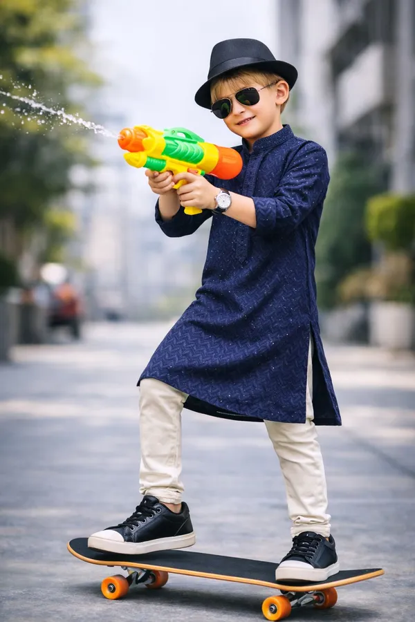 Stylish_Kids_Ethnic_Wear_Navy_Blue_Kurta_With_Beige_Pants