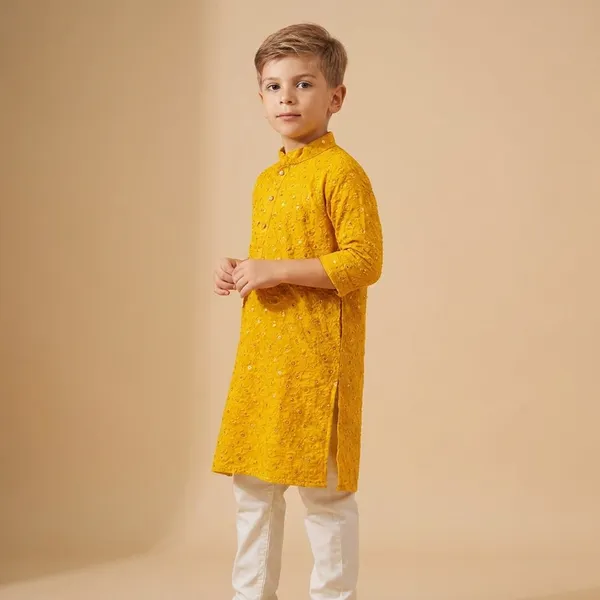 Boys_Yellow_Ethnic_Kurta_For_Kids_Traditional_Indian_Wear