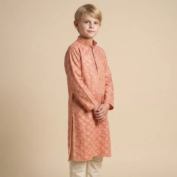 Boys_Peach_Ethnic_Kurta_For_Festive_Celebrations