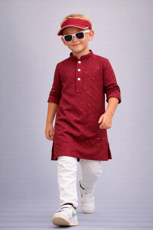 Boys_Traditional_Maroon_Kurta_Pajama_Set