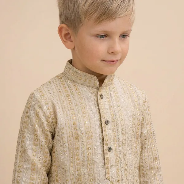 Boys_Traditional_Beige_Embroidered_Kurta_Set_With_White_Churidar
