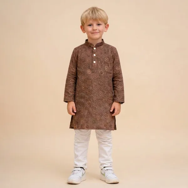 Boys_Brown_Printed_Kurta_With_White_Pajama_Set
