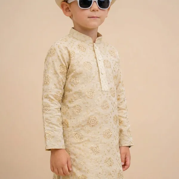 Boys_Ethnic_Kurta_Set_With_Teddy_Bear_Beige_Embroidered_Traditional_Wear