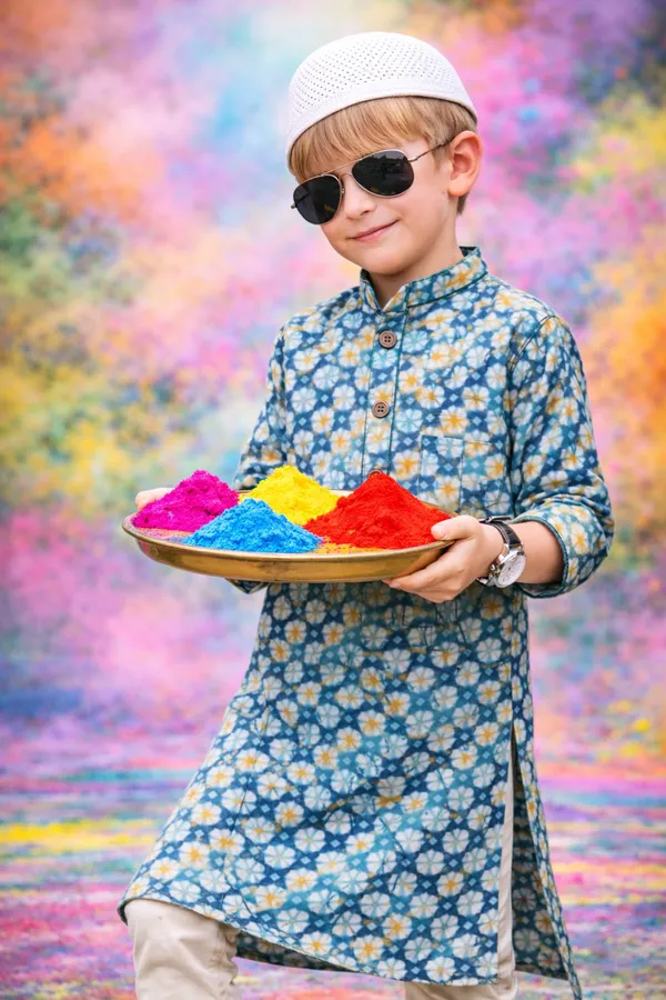 Traditional_Floral_Print_Kurta_Set_For_Boys_Blue