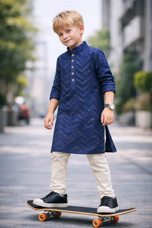 Boys_Royal_Blue_Ethnic_Kurta_Pajama_Set_With_Chevron_Pattern