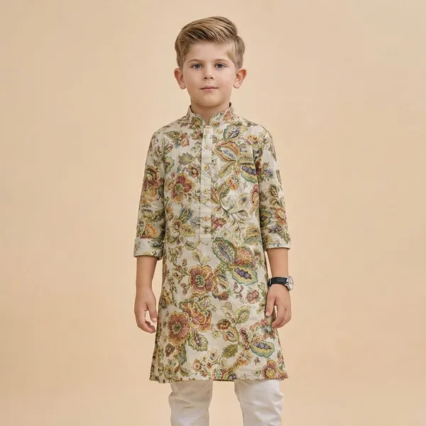Boys_Ethnic_Kurta_Set_With_Floral_Print_And_Multicolor