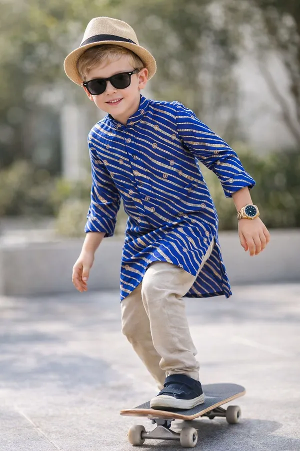 Boys_Striped_Casual_Shirt_With_Anchor_Print_Blue