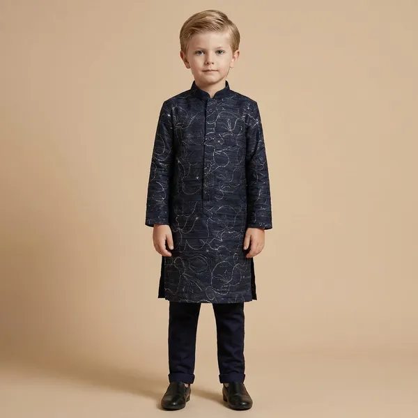 Navy_Blue_Embroidered_Kurta_Pajama_Set_For_Boys