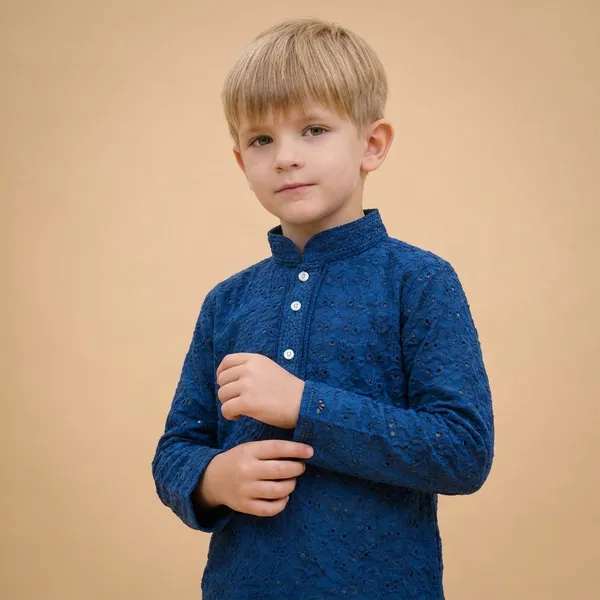 Boys_Blue_Ethnic_Kurta_Set_With_White_Churidar