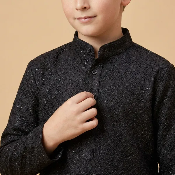 Boys_Black_Kurta_With_White_Pyjama_Set