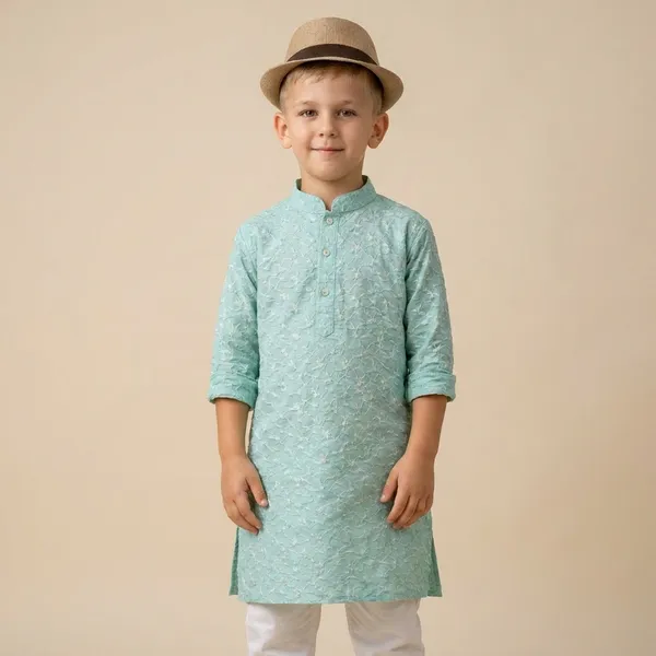 Mint_Green_Ethnic_Kurta_Set_For_Boys