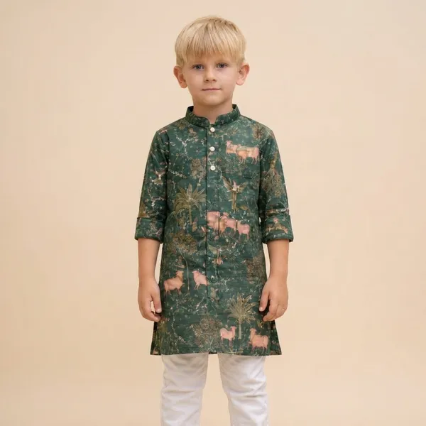 Boys_Green_Camouflage_Print_Kurta_Pajama_Set