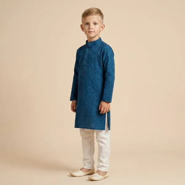 Boys_Blue_Kurta_With_White_Pajama_Set_Traditional_Ethnic_Wear_For_Kids