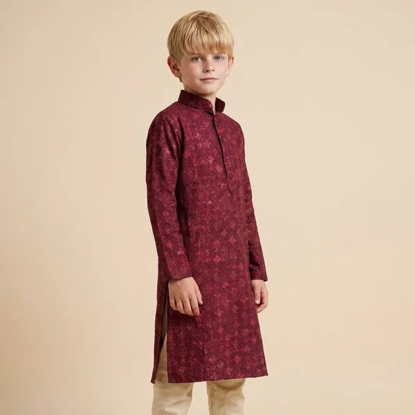 Boys_Maroon_Ethnic_Kurta_For_Festive_Occasions