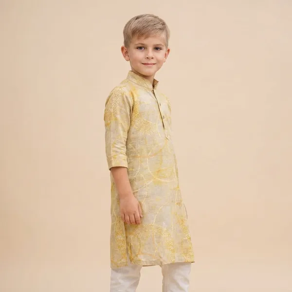 Boys_Yellow_Ethnic_Kurta_With_White_Pants_Set