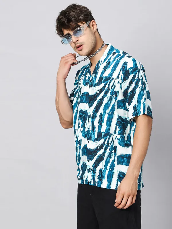 Indigo_Brush_Grunge_Texture_Oversized_Viscose_Shirt_100%_Viscose_Oversized_Fit
