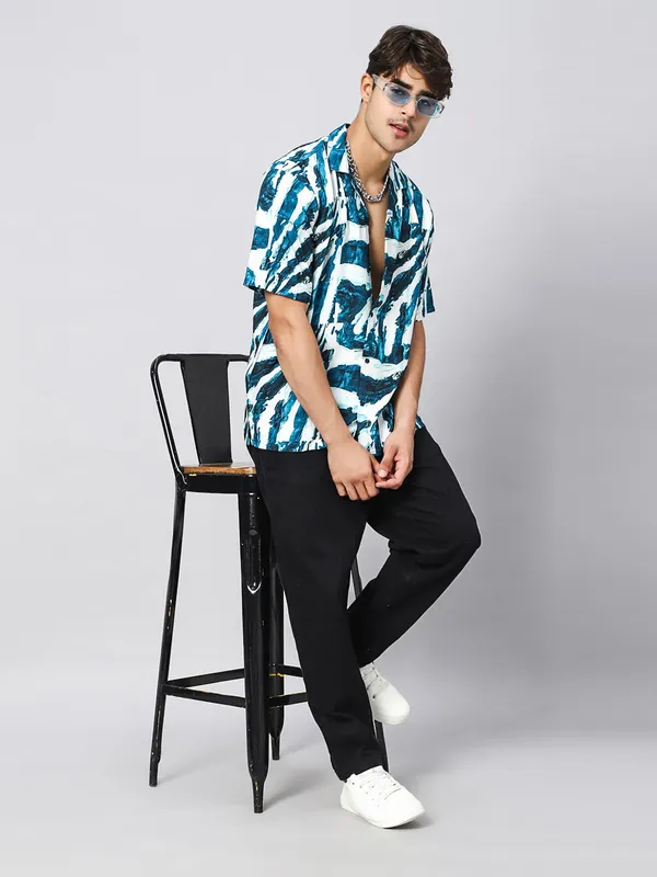 Indigo_Brush_Grunge_Texture_Oversized_Viscose_Shirt_100%_Viscose_Oversized_Fit