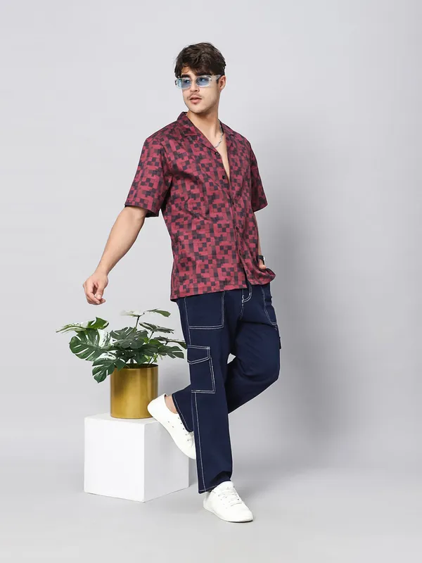 Plaid_Red_Oversized_Cotton_Shirt_100%_Cotton_Oversized_Fit