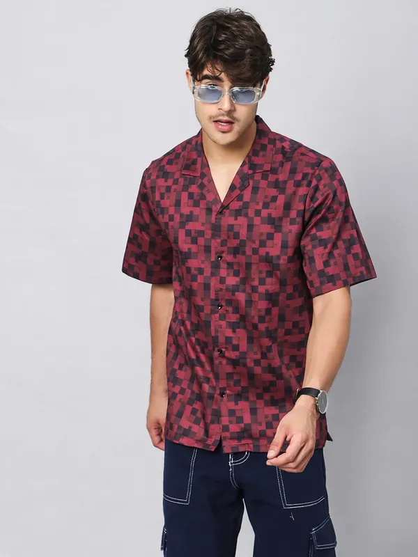 Plaid_Red_Oversized_Cotton_Shirt_100%_Cotton_Oversized_Fit