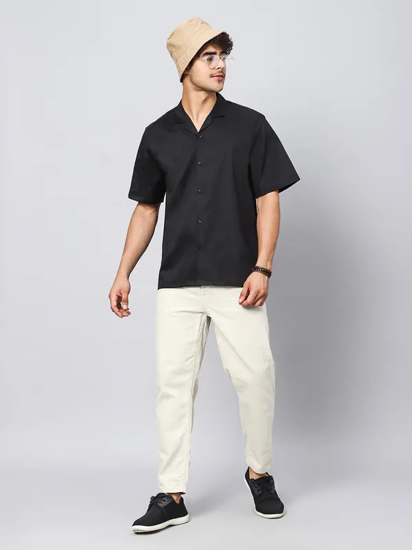 Anchor_Black_Oversized_Cotton_Shirt_100%_Cotton_Oversized_Fit