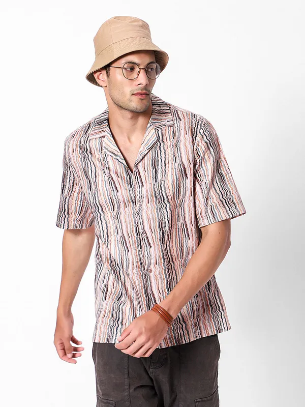 Vertical_Swirl_Lines_Oversized_Cotton_Shirt_100%_Cotton_Oversized_Fit