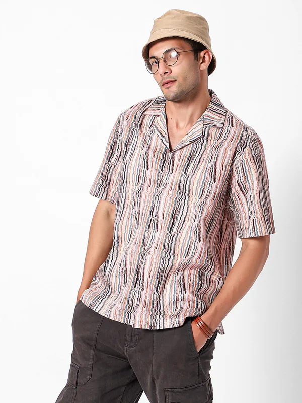 Vertical_Swirl_Lines_Oversized_Cotton_Shirt_100%_Cotton_Oversized_Fit