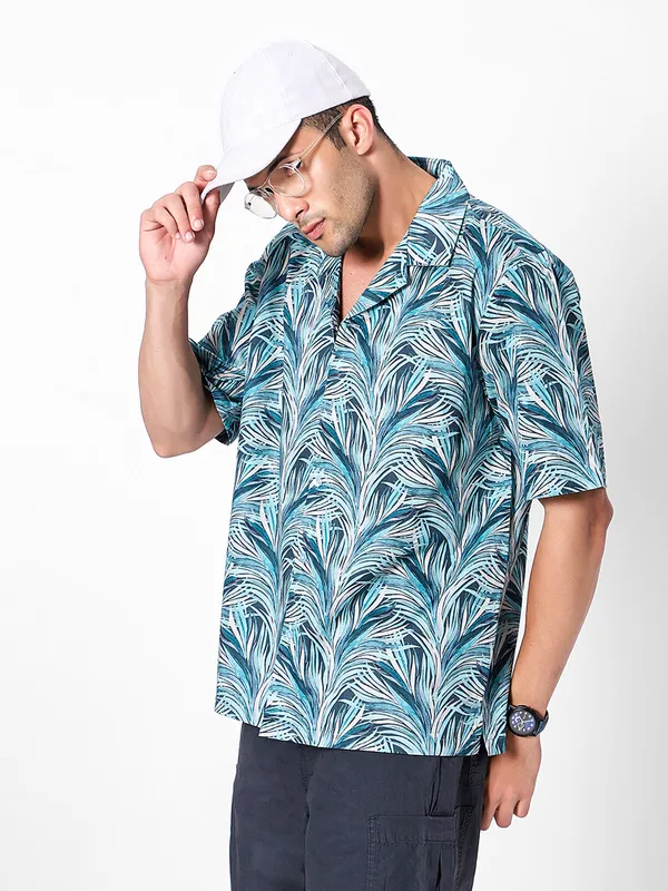 Ditsy_Leaves_Oversized_Cotton_Shirt_100%_Cotton_Oversized_Fit