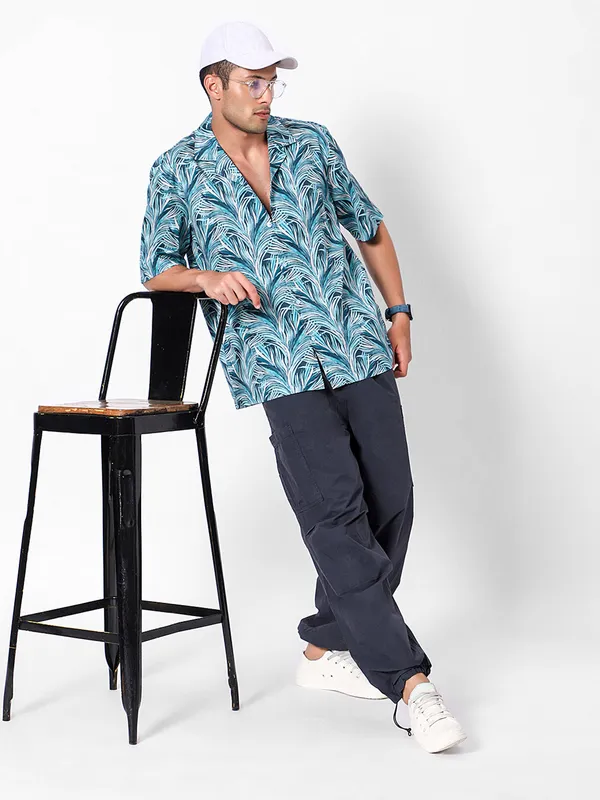 Ditsy_Leaves_Oversized_Cotton_Shirt_100%_Cotton_Oversized_Fit