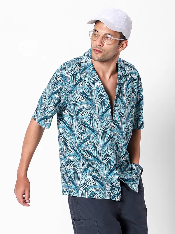Ditsy_Leaves_Oversized_Cotton_Shirt_100%_Cotton_Oversized_Fit