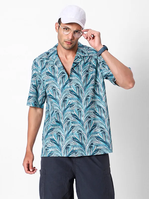 Ditsy_Leaves_Oversized_Cotton_Shirt_100%_Cotton_Oversized_Fit