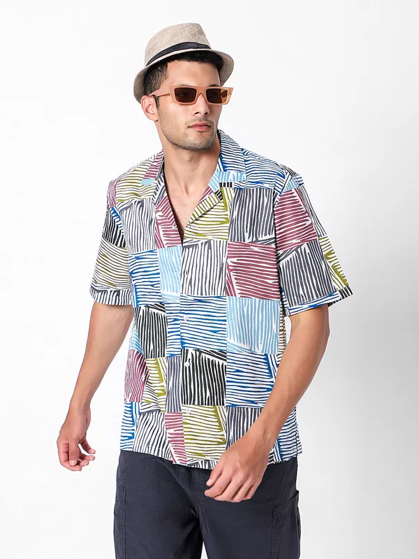 Abstract_Grid_Checks_Oversized_Cotton_Shirt_100%_Cotton_Oversized_Fit