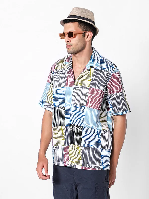 Abstract_Grid_Checks_Oversized_Cotton_Shirt_100%_Cotton_Oversized_Fit