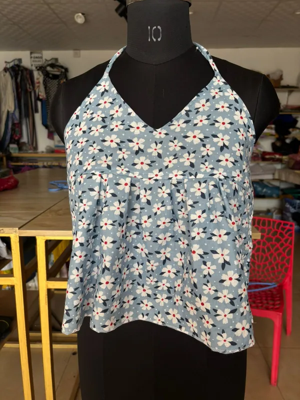 Blue__And_White_Cotton_Premium_Top_For_Women