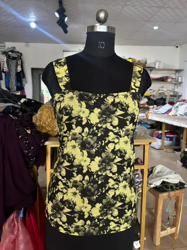 Yellow__And_Black_Cotton_Premium_Sleeveless_Top_For_Women