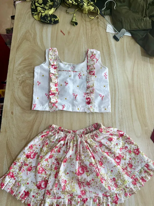 White__And_Pink_Cotton_Premium_Top_And_Skirt_Set_For_Girl