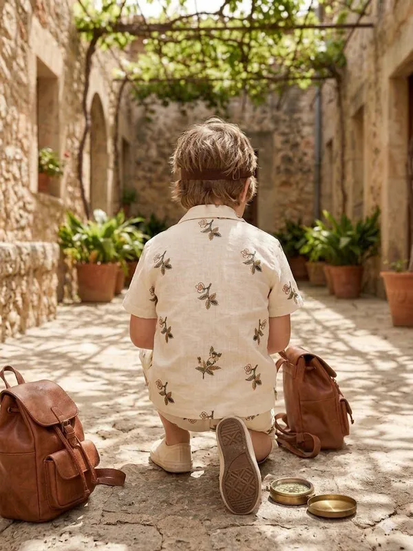 White_Cotton_Premium_Shirt_And_Shorts_Set_For_Boy
