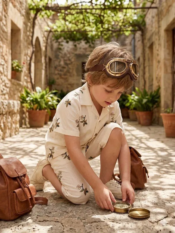 White_Cotton_Premium_Shirt_And_Shorts_Set_For_Boy